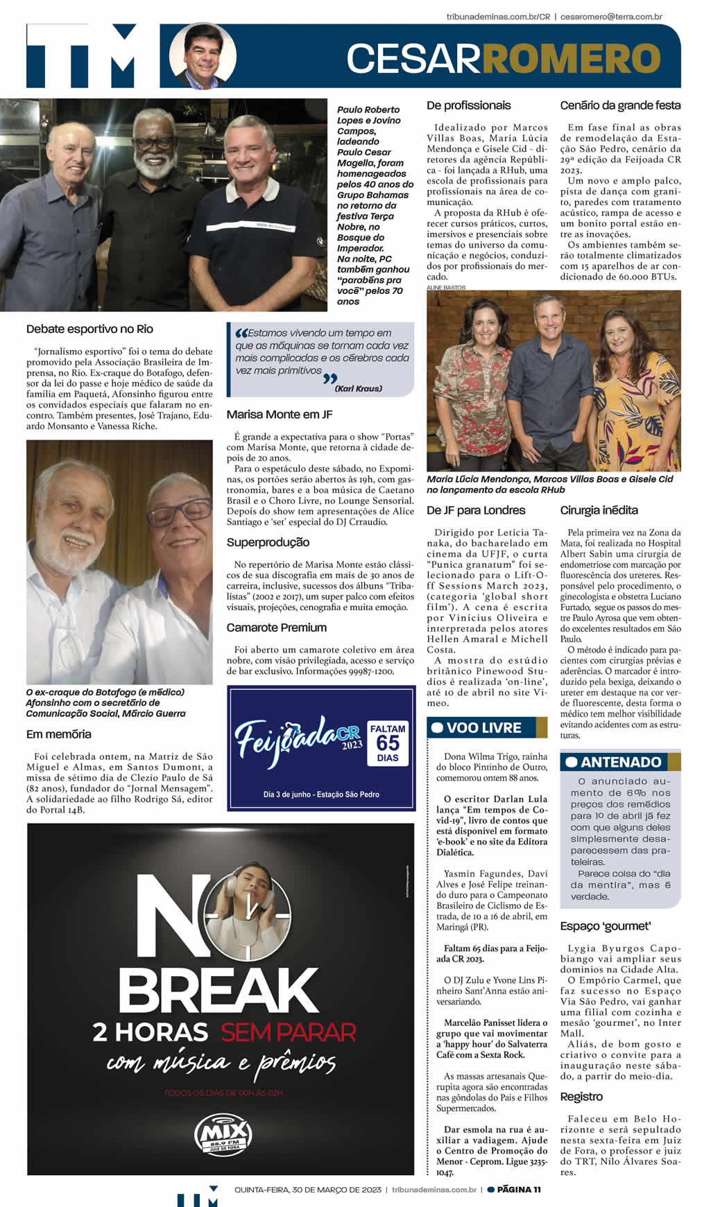 Cirugia Inédita - Coluna César Romero - Tribuna de Minas